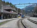 ブリューニック・ハスリベルク駅に進入するインターラーケン・オスト行列車