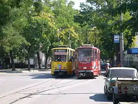 イェウパトーリヤ市電の主力車両・タトラKT4SU(2006年撮影)