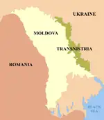 ヨーロッパにおける沿ドニエストル共和国の地図