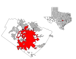 オースティン市の位置（テキサス州）の位置図