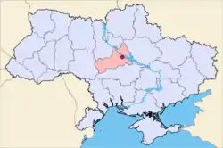 チェルカースィ市の位置の位置図