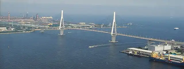 鶴見つばさ橋（東京電力横浜火力発電所ツインタワーから）