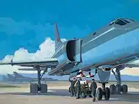 Kh-15を爆弾倉内ロータリーランチャーに搭載する様子を描いたイラスト