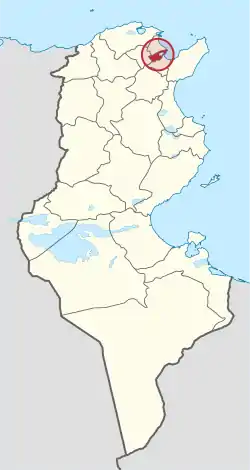 チュニジア内のチュニス県の位置の位置図