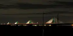 湾岸木曽川橋（湾岸長島PAよりみた夜景）