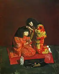 「二人麗子図（童女飾髪図）」大正11年(1922年)