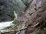 台風通過後の滝沿い（兵庫県洲本市）
