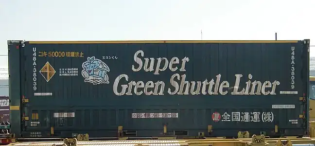スーパーグリーンシャトル列車、愛称「みどり号」のコンテナ(ブロックトレイン)