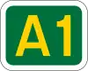 UK A1 road sign