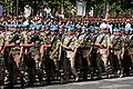 国連平和維持活動参加部隊によるパレード。各国がベレーの中、インド軍のシーク教徒隊員だけターバンを着用している。