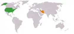 USAとIranの位置を示した地図