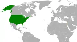 USAとIsraelの位置を示した地図