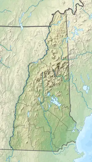 アダムス山の位置(ニューハンプシャー州内)