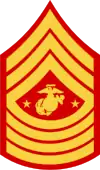 three chevrons up and four down with Eagle, Globe, and Anchor insignia flanked by two stars