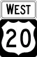 Standard US 20 West sign