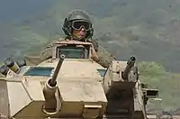 前方から見たAAV7の銃塔。