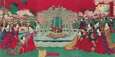 「上野公園博覧会場 美術館 猩々噴水器之圖」明治14年（1881年）