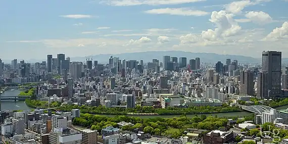 梅田を中心とした高層ビル群(大阪市北区)