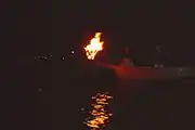 鵜を鵜舟に手繰り寄せる