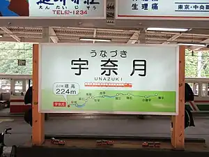 宇奈月駅の駅名標