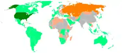 United StatesとSoviet Unionの位置を示した地図