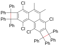 cyclobutabenzene with a bond length in red of 174 pm