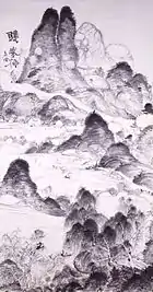 『双峰挿雲図』