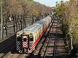 新車時代からの塗装は運営がメトロビアスに代わった後も長く採用されていた