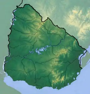 カテドラル山の位置（ウルグアイ内）