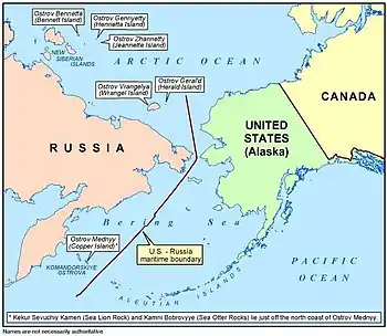 協定で指定された米露間の海洋境界