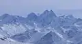 冬のエルブルス山からの眺め。南東 20km