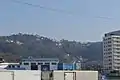 牛窓市街地から見た牛窓オリーブ園