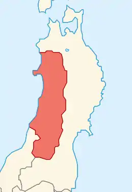 檜山安東氏城館跡の位置(出羽国内)