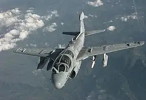 EA-6B電子戦機。両翼にAN/ALQ-99を搭載。