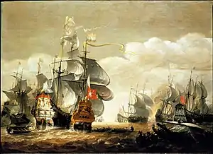 The Battle of Lowestoft, 13 June 1665, showing HMS Royal Charles and the Eendracht by Hendrik van Minderhout, painted c. 1665