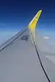 機内から見たシャークレット（A320-216型機・JA01VA）