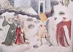 中世イタリアの雪合戦の図