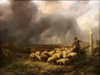 嵐に驚く羊の群れ (1839) ベルギー王立美術館