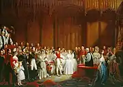1840年2月10日のヴィクトリアとアルバートの結婚式を描いたジョージ・ハイターの絵画
