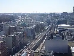 センター南駅方向を俯瞰（2015年）