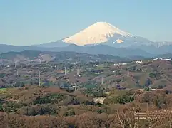 レストハウス展望台から望む富士山と大磯丘陵