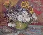 フィンセント・ファン・ゴッホ, ひまわり、バラその他の花々のある器(Roses and Sunflowers), 1886
