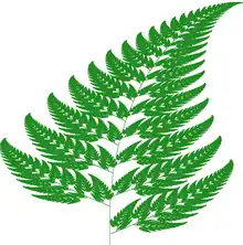 Barnsley fern plotted with Processing