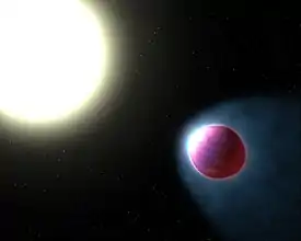 WASP-121bの上層大気は加熱され、金属さえ沸騰する。出典: NASA, ESA, & G. Bacon (STScI)