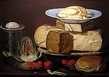 Nature morte avec fromages, artichaut et cerises, c. 1625