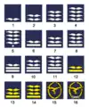 飛行服の袖の階級章の図表