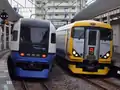 E257系500番台（右）と255系（左）の特急列車