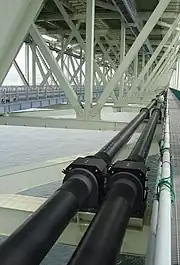 明石海峡大橋に併設される水管橋