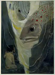 『水の子どもたち』, 1916. 木炭・水彩・油彩。デジタル修復。