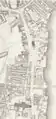 1799年のホワイトホール。現在政府の建物が立ち並ぶ地区にはテラス付きの家屋が見える。道幅はその後拡張された。
